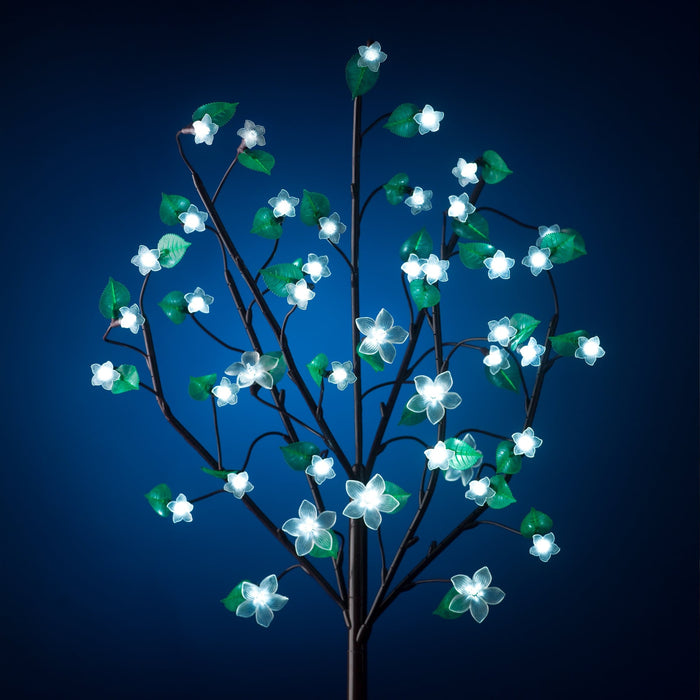 Exhart Anywhere 40 LED Cherry Blossom Plant in White, Battery Powered, 36 Inch