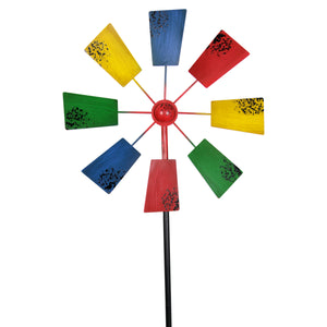 Vintage Wind Mill Spinner Garden Stake with Colorful Square Sails, 12 by 54 Inches | Shop Garden Decor by Exhart