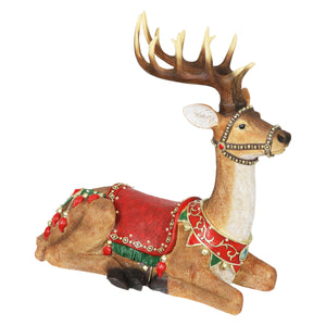 Hand Painted Christmas Reindeer Statue with LED Lights on a Battery Powered Timer, 22 Inches | Shop Garden Decor by Exhart