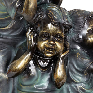 See No, Hear No, Speak No Evil Children Garden Statuary in Bronze Look with Patina Finish, 18.5 Inch | Exhart