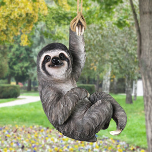 Sloth Hanging on a Rope By One Hand Statuary, 7 by 14 Inches | Shop Garden Decor by Exhart