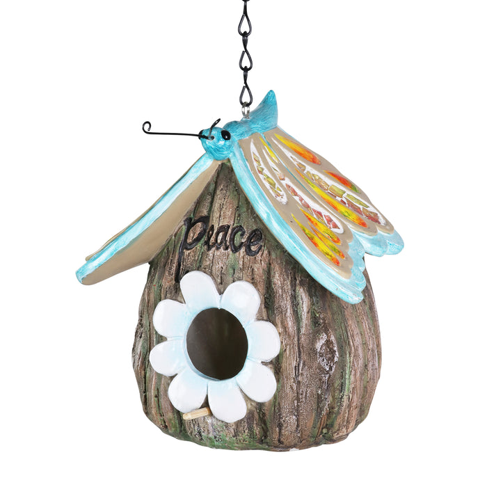 Butterfly Roof Peace Acorn Hanging Bird House, 7 Inch