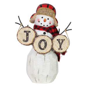 JOY Sign LED Snowman Statue on a Battery Powered Timer, 12  Inch | Shop Garden Decor by Exhart