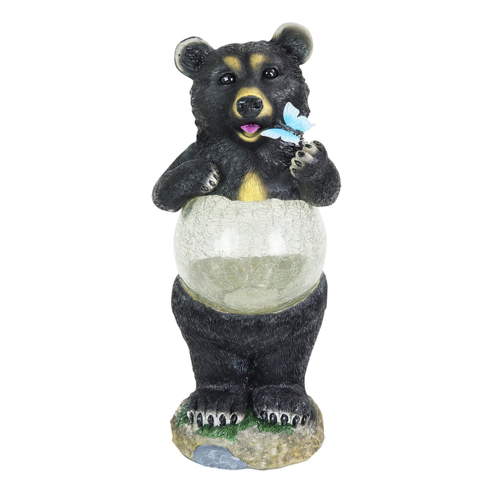 Solar Bear with Crackle Ball Belly Statuary, 17 Inches tall