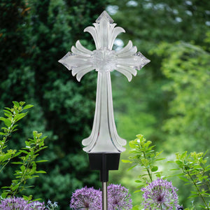 Solar Acrylic Color Changing Cross Garden Stake, 6 by 35 Inches | Shop Garden Decor by Exhart