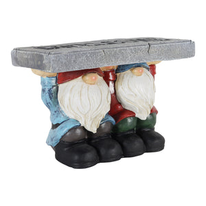 Solar Garden Gnomes with a Welcome Stone Statuary, 14 by 10 Inches | Shop Garden Decor by Exhart