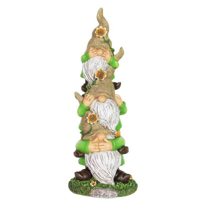 See No, Hear No, Speak No Evil Green T-Shirt Garden Gnomes Statue, 5 by 13.5 Inches