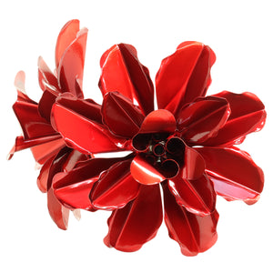 Double Rose Flower Wind Spinner Garden Stake Hand Painted in Metallic Red, 10 by 39 Inches | Shop Garden Decor by Exhart