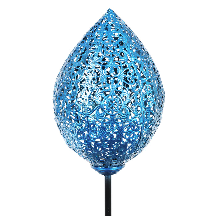 Solar Metal Blue Tear Drop Garden Stake, 5 by 31 Inches