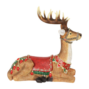 Hand Painted Christmas Reindeer Statue with LED Lights on a Battery Powered Timer, 22 Inches | Shop Garden Decor by Exhart