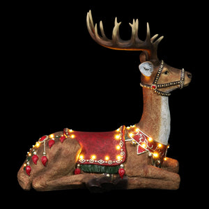 Hand Painted Christmas Reindeer Statue with LED Lights on a Battery Powered Timer, 22 Inches | Shop Garden Decor by Exhart