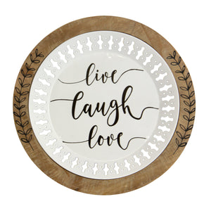 Decorative Wall Art Plate with Live Love Laugh Inscription, 16 Inch