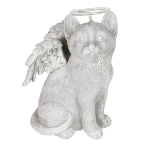 Solar Halo Cat with Angel Wings Memorial Statue, 10 Inches | Shop Garden Decor by Exhart