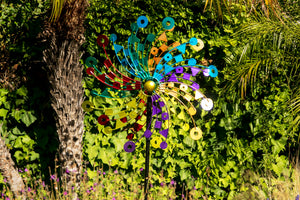 Giant Kaleidoscope Multicolor Wind Spinner Garden Stake, 24 by 85 Inches | Shop Garden Decor by Exhart