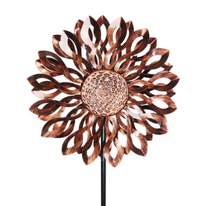 Bronze Metal Infinity Double Sunflower Spinner Stake,18 by 70 Inches | Shop Garden Decor by Exhart