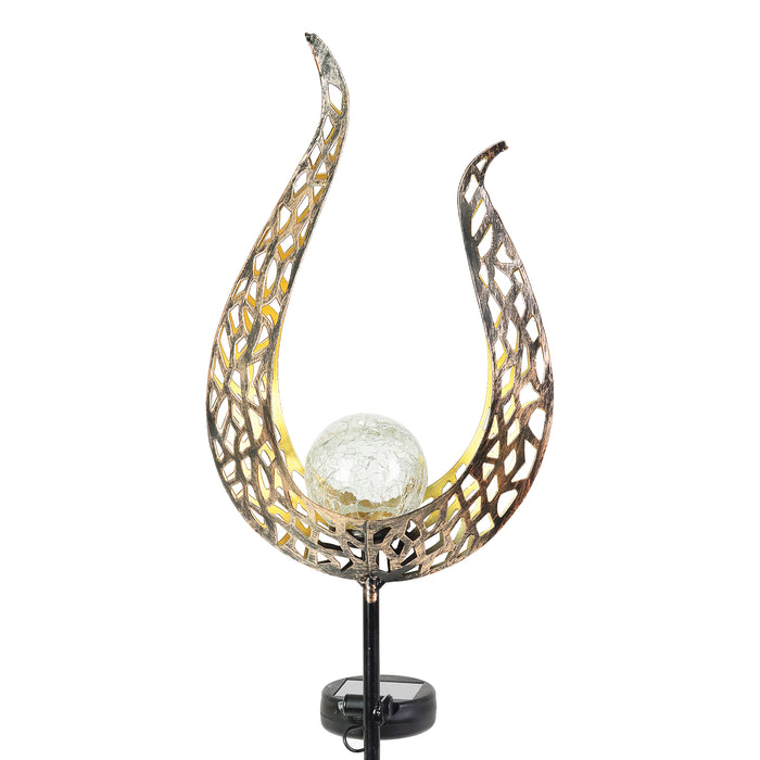 Solar Metal Filigree Flame Torch Garden Stake, 35.5 Inches tall