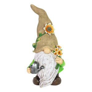 Garden Gnome with Sunflower Can't See Hat and Watering Can Statuary, 6.5 by 13.5 Inches | Shop Garden Decor by Exhart