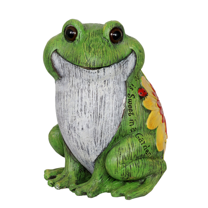 Colorful Sweet Life Garden Frog Statue, 10 Inch