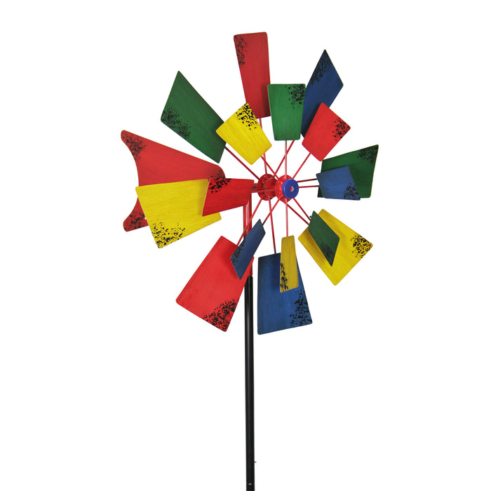 Dual Windmill Wind Spinner Garden Stake, 24 by 85 Inches