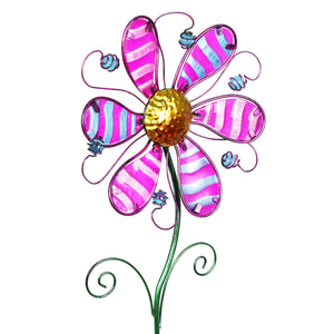 Whimsical Purple Flower Garden Stake Made of Glass and Metal, 11 by 36 Inches | Shop Garden Decor by Exhart