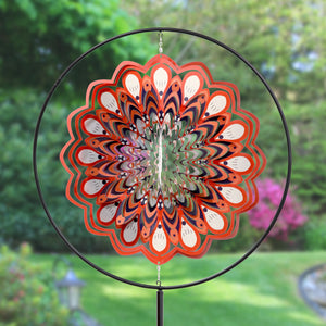 Laser Cut Red Wind Spinner Garden Stake, 25 by 76 Inches | Shop Garden Decor by Exhart