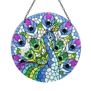 Hanging Mosaic Peacock Suncatcher, 10 Inch | Shop Garden Decor by Exhart
