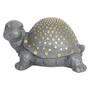 Resin Turtle Statue with Gold Accents, 8 by 14 Inches | Shop Garden Decor by Exhart