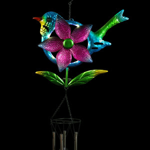 Solar Metal Blue Bird Pinwheel Wind Chime, 16 by 41 Inches | Shop Garden Decor by Exhart