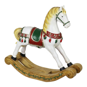 Hand Painted LED Christmas Rocking Horse Statue on a Battery Powered Timer, 23.5 Inches | Shop Garden Decor by Exhart