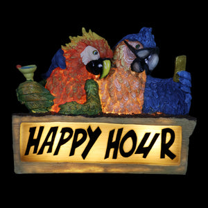 Solar Happy Hour Parrot Marquee Garden Statue, 12 by 10 Inches | Shop Garden Decor by Exhart