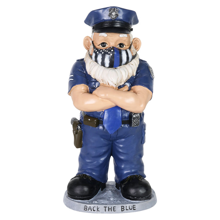 Hand Painted Policeman Wearing a Blue Mask Garden Statuary, 13 Inches tall