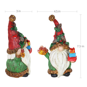 2 Piece Hand Painted Christmas Hat Gnome Statues, 7.5 Inches | Shop Garden Decor by Exhart