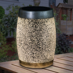 Solar Silver Glass and Resin Tabletop Lantern, 10 Inch | Shop Garden Decor by Exhart