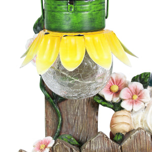 Solar Sunflower Lantern Welcome Sign Gnome Statuary, 11 by 13 Inches | Shop Garden Decor by Exhart