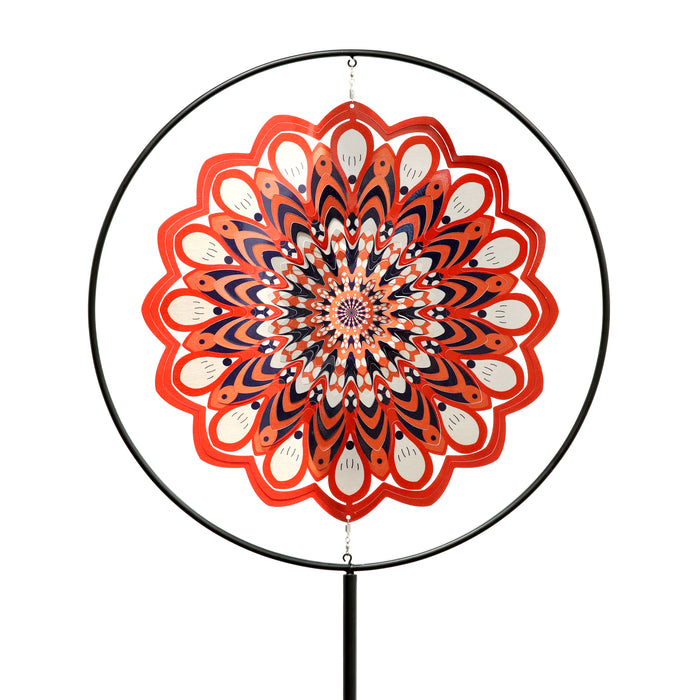Laser Cut Red Wind Spinner Garden Stake, 25 by 76 Inches