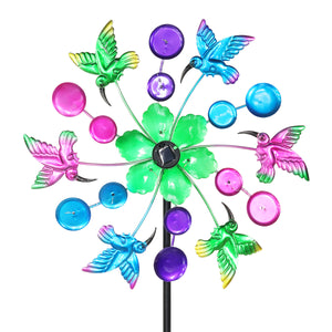 Solar Rainbow Hummingbird Garden Spinner Stake, 22 by 65 Inches | Shop Garden Decor by Exhart
