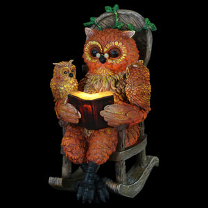 Solar Owl Reading a Story in a Rocking Chair, 12 Inch | Shop Garden Decor by Exhart