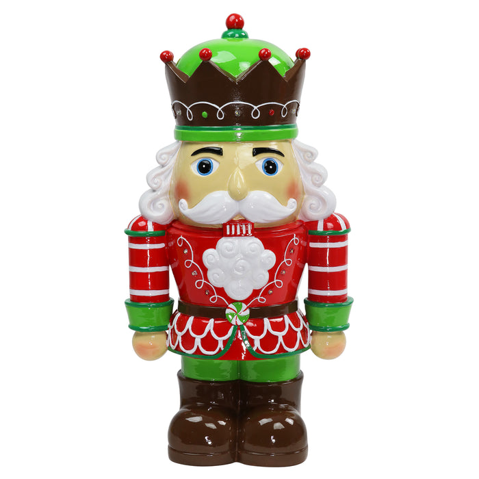 Nutcracker King Soldier with Brightly Hand Painted LED Uniform on a Battery Powered Automatic Timer, 19 Inch