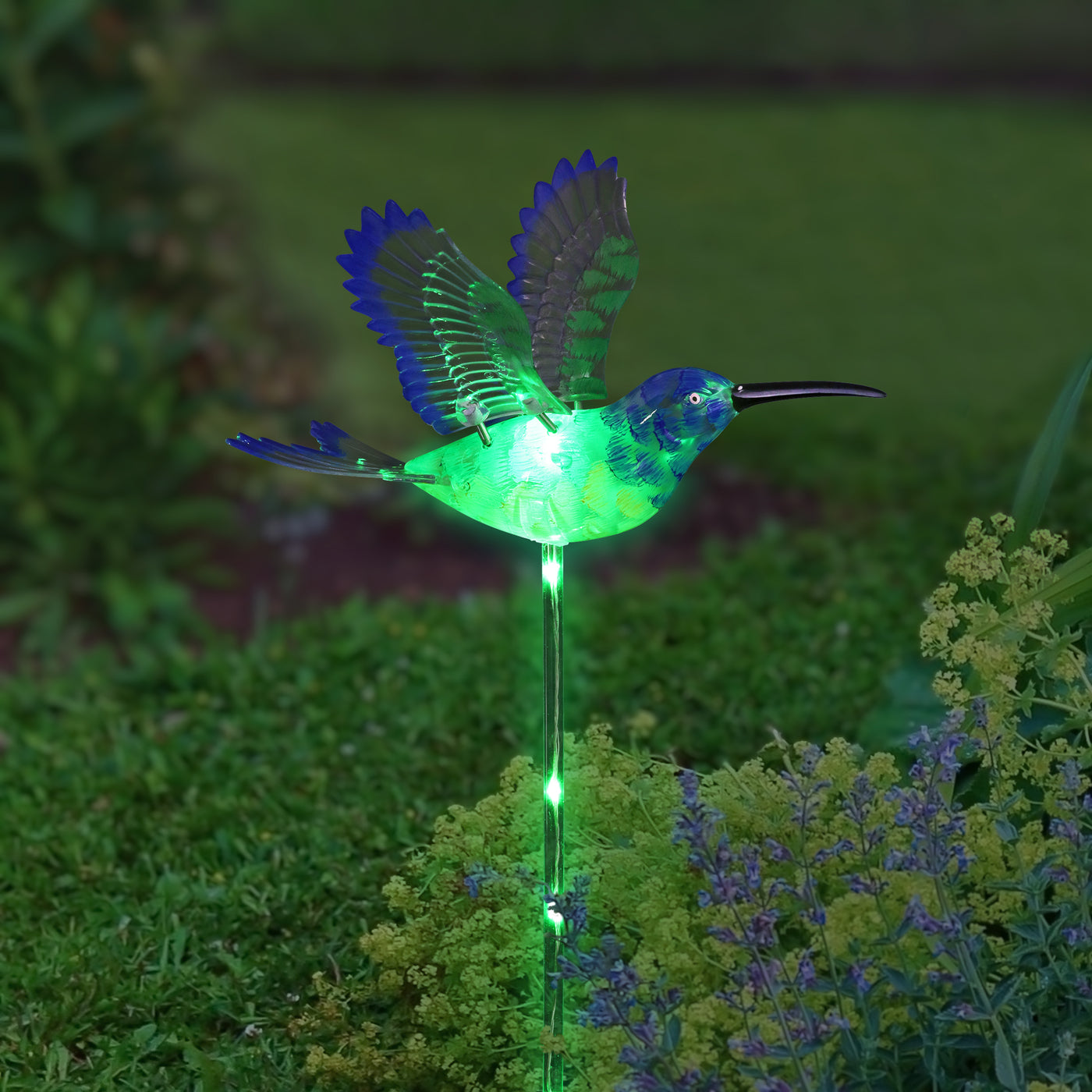 HEDAQI Solar Multicolor Hummingbird Pathway Stake Light Outdoor Waterproof LED  Garden Decoration