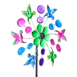 Solar Rainbow Hummingbird Garden Spinner Stake, 22 by 65 Inches | Shop Garden Decor by Exhart