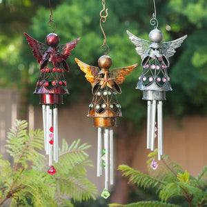 Red Angel Metal Wind Chime, 18 by 8 Inches