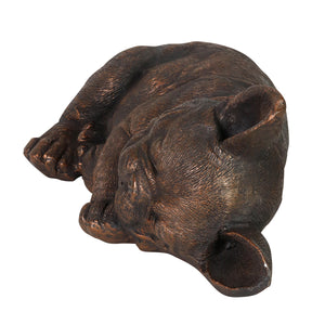 Sleeping French Bulldog Garden Statue in Bronze Look, 21 by 7 Inches | Shop Garden Decor by Exhart