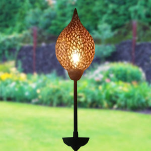 Solar Black and Gold Metal Teardrop Lantern Stake, 6.5 by 62 Inches | Shop Garden Decor by Exhart