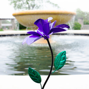 Rose Flower Wind Spinner Garden Stake, Hand Painted in Metallic Purple, 8 by 39 Inches | Shop Garden Decor by Exhart