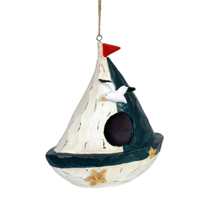 Hanging Sail Boat Bird House, 8 Inch | Shop Garden Decor by Exhart