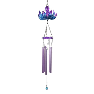 Purple Lotus Metal Wind Chime, 8 by 39 Inches | Shop Garden Decor by Exhart