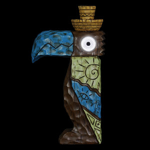 Solar Blue Tiki Toucan Garden Statue with LED Eyes, 7 by 12.5 Inches | Shop Garden Decor by Exhart