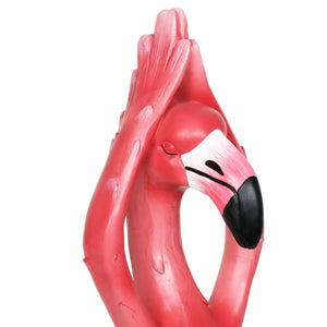 Meditating Yoga Flamingo in Lotus with Raised Hands Garden Statue, 16 Inch | Shop Garden Decor by Exhart