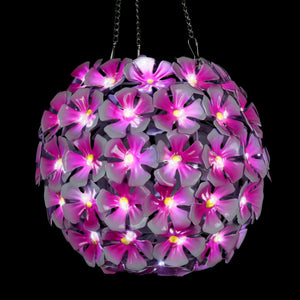 Solar Hanging Hydrangea Flower Ball Garden Décor in Pink with Seventy LED lights, 8 by 26 Inches | Shop Garden Decor by Exhart
