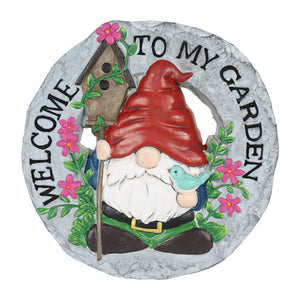 Welcome to my Garden Gnome Hand Painted Resin Stepping Stone, 10 Inch | Shop Garden Decor by Exhart